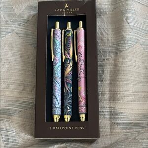 Floral Pattern Ballpoint Pen Set - Blue, Navy & Pink